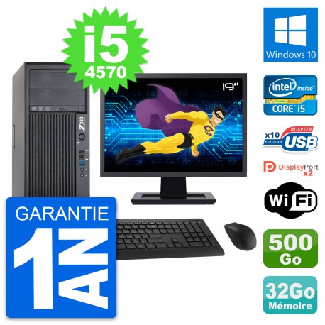 PC Tour HP Z230 Ecran 19" Intel i5-4570 RAM 32Go Disque 500Go Windows 10 Wifi