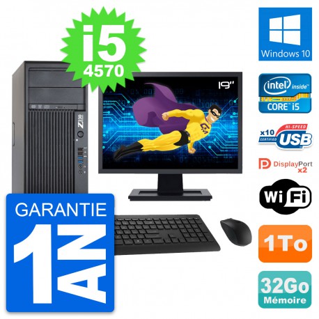 PC Tour HP Z230 Ecran 19" Intel Core i5-4570 RAM 32Go Disque 1To Windows 10 Wifi
