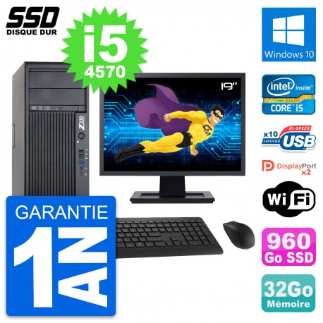 PC Tour HP Z230 Ecran 19" Intel Core i5-4570 RAM 32Go SSD 960Go Windows 10 Wifi