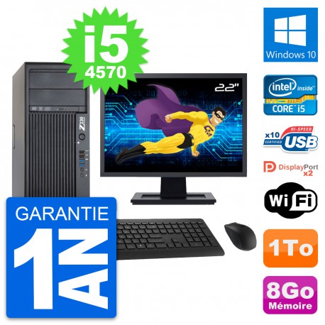 PC Tour HP Z230 Ecran 22" Intel Core i5-4570 RAM 8Go Disque 1To Windows 10 Wifi