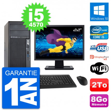 PC Tour HP Z230 Ecran 22" Intel Core i5-4570 RAM 8Go Disque 2To Windows 10 Wifi