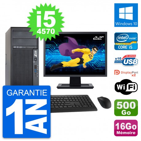 PC Tour HP Z230 Ecran 22" Intel i5-4570 RAM 16Go Disque 500Go Windows 10 Wifi