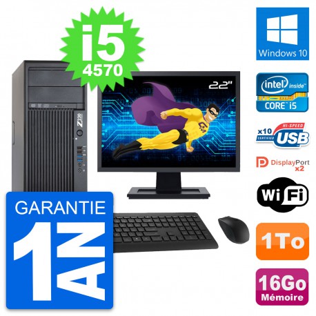 PC Tour HP Z230 Ecran 22" Intel Core i5-4570 RAM 16Go Disque 1To Windows 10 Wifi