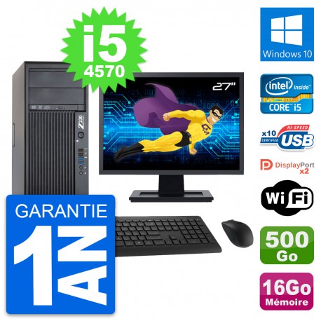 PC Tour HP Z230 Ecran 27" Intel i5-4570 RAM 16Go Disque 500Go Windows 10 Wifi