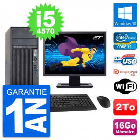 PC Tour HP Z230 Ecran 27" Intel Core i5-4570 RAM 16Go Disque 2To Windows 10 Wifi