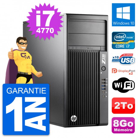 PC Tour HP WorkStation Z230 Intel i7-4770 RAM 8Go Disque 2To Windows 10 Wifi