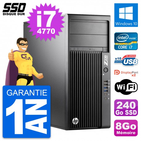 PC Tour HP WorkStation Z230 Intel Core i7-4770 RAM 8Go SSD 240Go Windows 10 Wifi