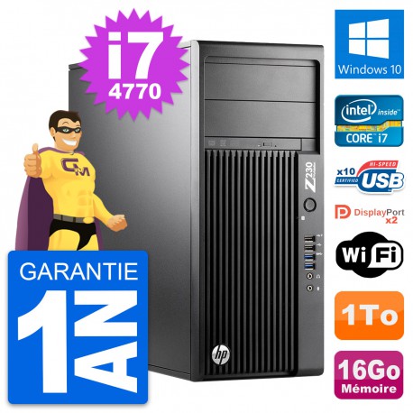PC Tour HP Z230 Intel Core i7-4770 RAM 16Go Disque Dur 1To Windows 10 Wifi