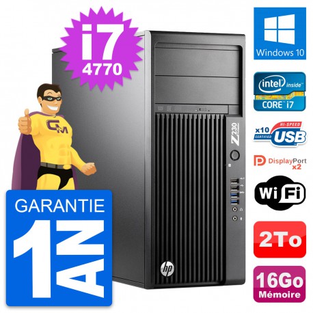 PC Tour HP Z230 Intel Core i7-4770 RAM 16Go Disque Dur 2To Windows 10 Wifi
