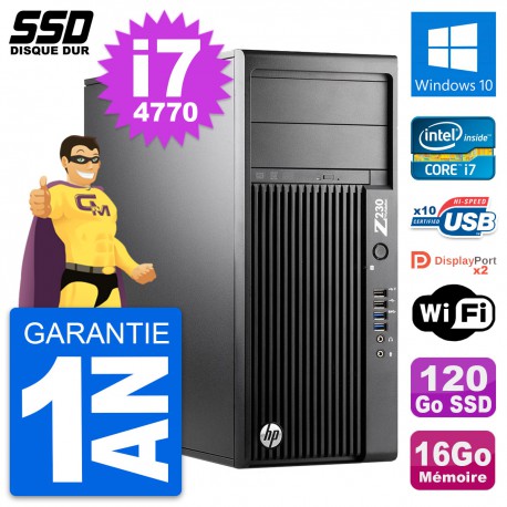 PC Tour HP WorkStation Z230 Intel i7-4770 RAM 16Go SSD 120Go Windows 10 Wifi