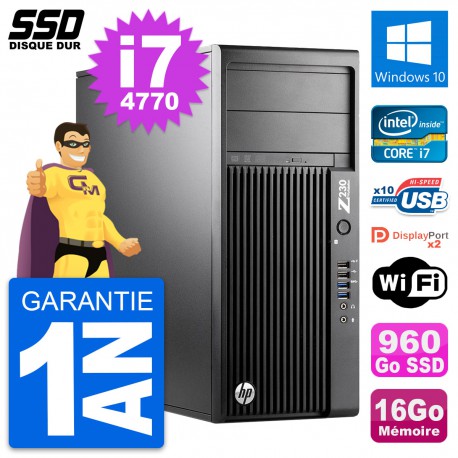 PC Tour HP WorkStation Z230 Intel i7-4770 RAM 16Go SSD 960Go Windows 10 Wifi