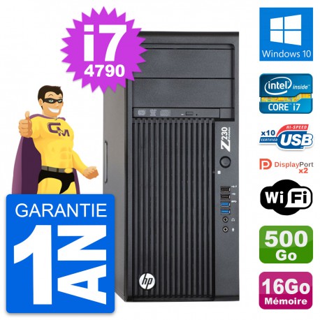 PC Tour HP Z230 Intel Core i7-4790 RAM 16Go Disque Dur 500Go Windows 10 Wifi