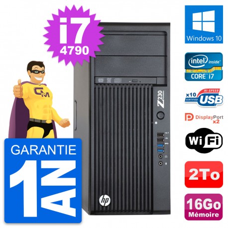 PC Tour HP Z230 Intel Core i7-4790 RAM 16Go Disque Dur 2To Windows 10 Wifi