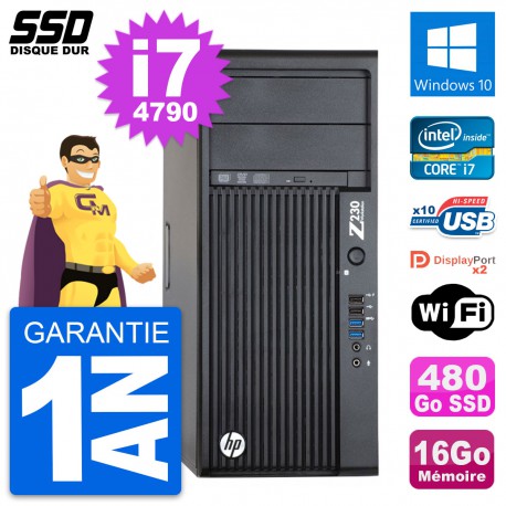 PC Tour HP WorkStation Z230 Intel i7-4790 RAM 16Go SSD 480Go Windows 10 Wifi