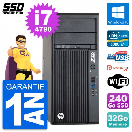 PC Tour HP WorkStation Z230 Core i7-4790 RAM 32Go SSD 240Go Windows 10 Wifi
