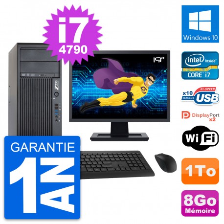 PC Tour HP Z230 Ecran 19" Intel Core i7-4790 RAM 8Go Disque 1To Windows 10 Wifi