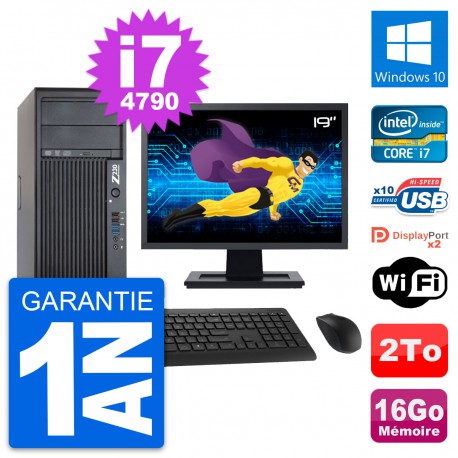 PC Tour HP Z230 Ecran 19" Intel Core i7-4790 RAM 16Go Disque 2To Windows 10 Wifi
