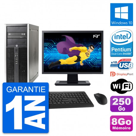 PC Tour HP Elite 8300 Ecran 19" Intel G630 RAM 8Go Disque 250Go Windows 10 Wifi