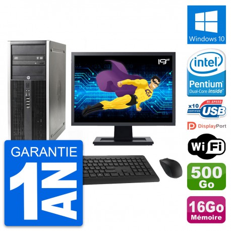 PC Tour HP Elite 8300 Ecran 19" Intel G630 RAM 16Go Disque 500Go Windows 10 Wifi