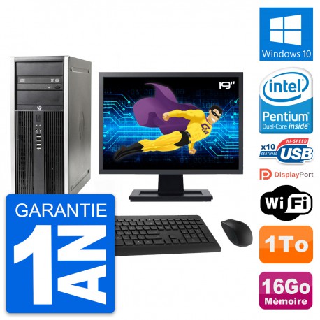 PC Tour HP Elite 8300 Ecran 19" Intel G630 RAM 16Go Disque 1To Windows 10 Wifi