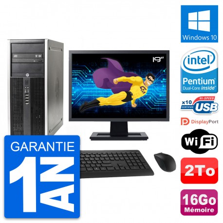 PC Tour HP Elite 8300 Ecran 19" Intel G630 RAM 16Go Disque 2To Windows 10 Wifi