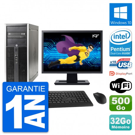 PC Tour HP Elite 8300 Ecran 19" Intel G630 RAM 32Go Disque 500Go Windows 10 Wifi