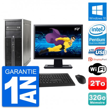 PC Tour HP Elite 8300 Ecran 19" Intel G630 RAM 32Go Disque 2To Windows 10 Wifi
