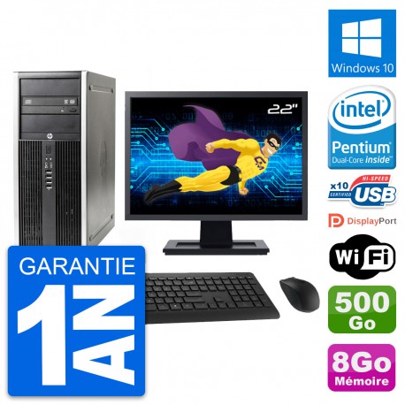 PC Tour HP Elite 8300 Ecran 22" Intel G630 RAM 8Go Disque 500Go Windows 10 Wifi
