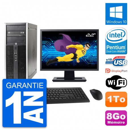 PC Tour HP Elite 8300 Ecran 22" Intel G630 RAM 8Go Disque 1To Windows 10 Wifi