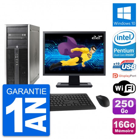 PC Tour HP Elite 8300 Ecran 22" Intel G630 RAM 16Go Disque 250Go Windows 10 Wifi