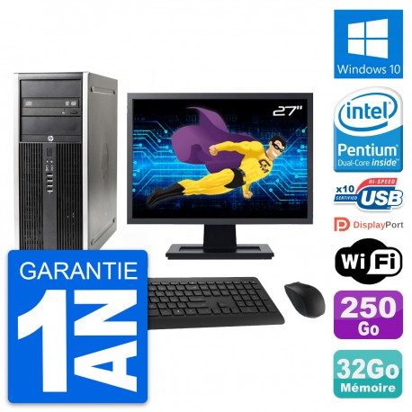PC Tour HP Elite 8300 Ecran 27" Intel G630 RAM 32Go Disque 250Go Windows 10 Wifi