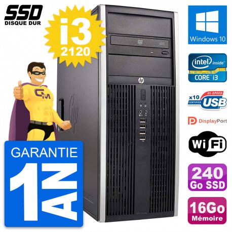 PC Tour HP Elite 8300 Intel Core i3-2120 RAM 16Go SSD 240Go Windows 10 Wifi
