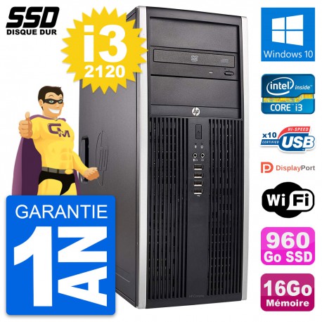 PC Tour HP Elite 8300 Intel Core i3-2120 RAM 16Go SSD 960Go Windows 10 Wifi
