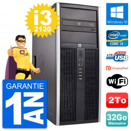 PC Tour HP Elite 8300 Intel Core i3-2120 RAM 32Go Disque Dur 2To Windows 10 Wifi