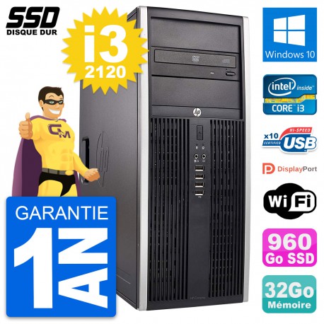 PC Tour HP Elite 8300 Intel Core i3-2120 RAM 32Go SSD 960Go Windows 10 Wifi