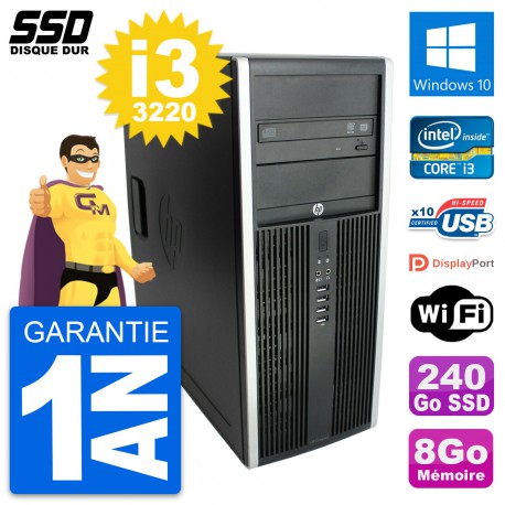 PC Tour HP Elite 8300 Intel Core i3-3220 RAM 8Go SSD 240Go Windows 10 Wifi