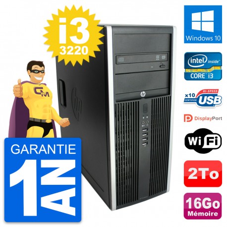 PC Tour HP Elite 8300 Intel Core i3-3220 RAM 16Go Disque Dur 2To Windows 10 Wifi