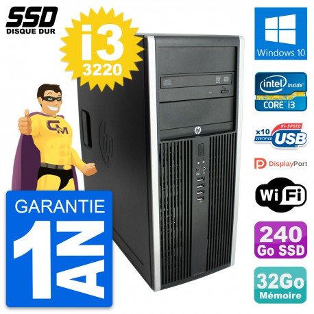 PC Tour HP Elite 8300 Intel Core i3-3220 RAM 32Go SSD 240Go Windows 10 Wifi