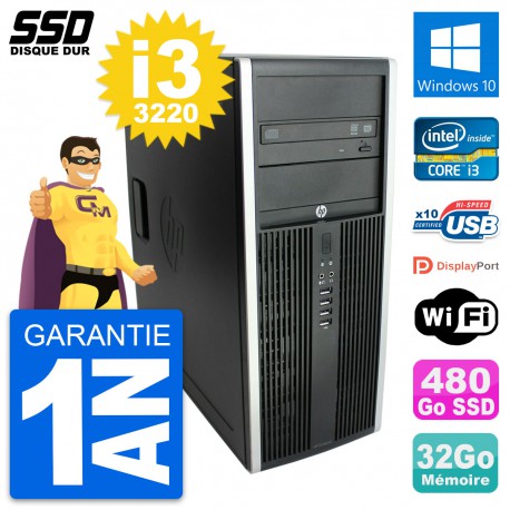 PC Tour HP Elite 8300 Intel Core i3-3220 RAM 32Go SSD 480Go Windows 10 Wifi