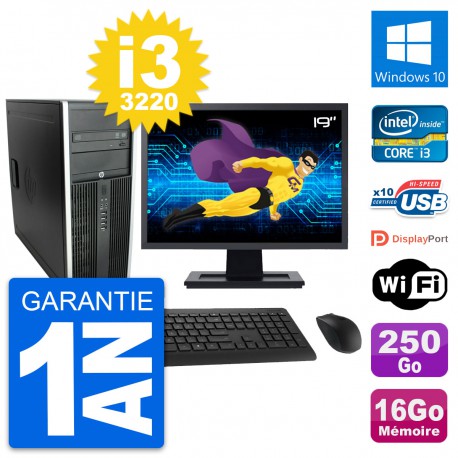 PC Tour HP 8300 Ecran 19" Intel i3-3220 RAM 16Go Disque 250Go Windows 10 Wifi