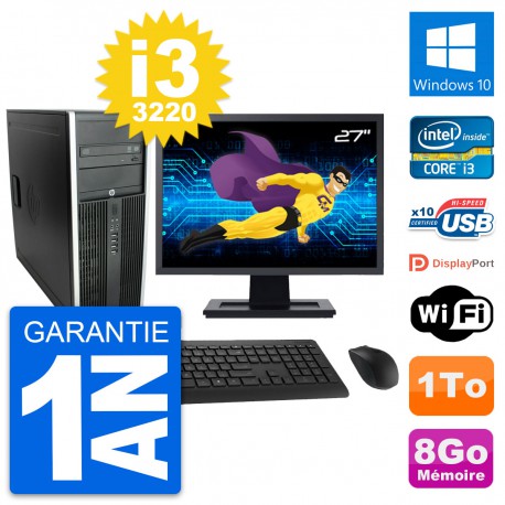 PC Tour HP Elite 8300 Ecran 27" Intel i3-3220 RAM 8Go Disque 1To Windows 10 Wifi