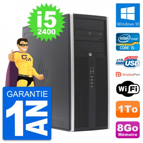PC Tour HP Elite 8300 Intel Core i5-2400 RAM 8Go Disque Dur 1To Windows 10 Wifi