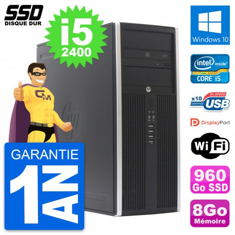 PC Tour HP Elite 8300 Intel Core i5-2400 RAM 8Go SSD 960Go Windows 10 Wifi