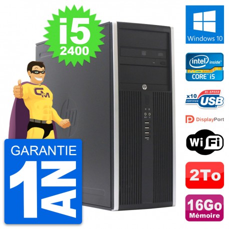 PC Tour HP Elite 8300 Intel Core i5-2400 RAM 16Go Disque Dur 2To Windows 10 Wifi