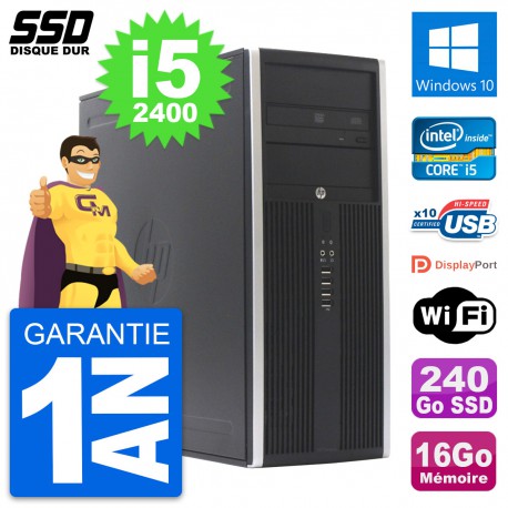 PC Tour HP Elite 8300 Intel Core i5-2400 RAM 16Go SSD 240Go Windows 10 Wifi
