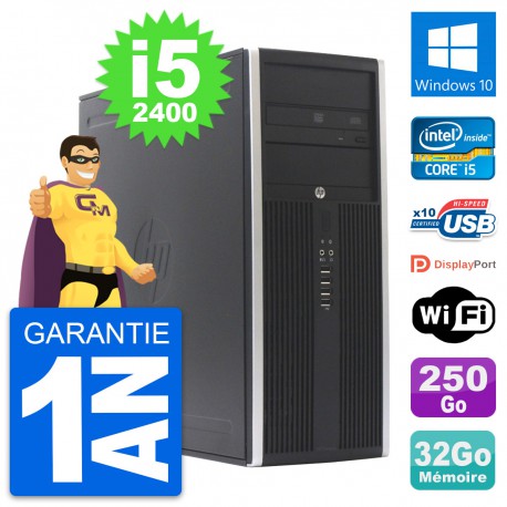 PC Tour HP Elite 8300 Intel Core i5-2400 RAM 32Go Disque 250Go Windows 10 Wifi