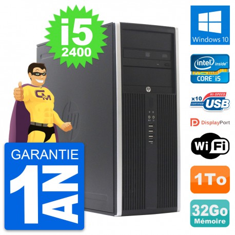 PC Tour HP Elite 8300 Intel Core i5-2400 RAM 32Go Disque Dur 1To Windows 10 Wifi