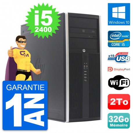 PC Tour HP Elite 8300 Intel Core i5-2400 RAM 32Go Disque Dur 2To Windows 10 Wifi