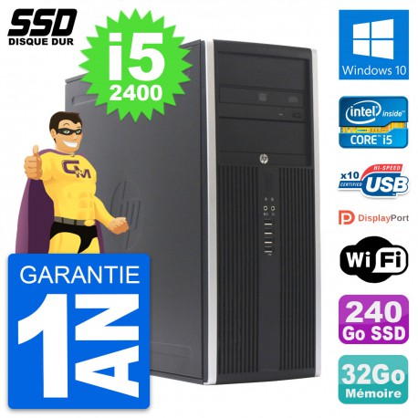 PC Tour HP Elite 8300 Intel Core i5-2400 RAM 32Go SSD 240Go Windows 10 Wifi