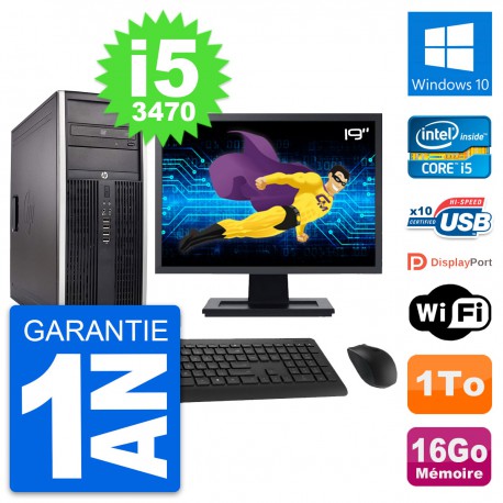 PC Tour HP 8300 Ecran 19" Intel i5-3470 RAM 16Go Disque Dur 1To Windows 10 Wifi